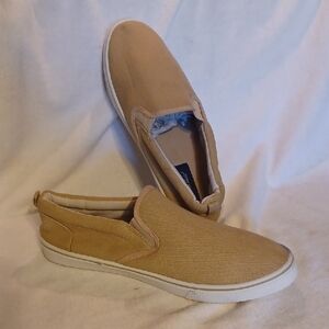 Casual Tan Canvas Slip-On Loafers Men's Size 9